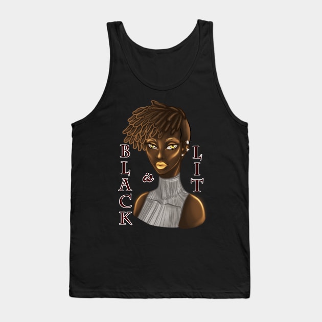 Black is Lit Melanin Woman Dreadlocks Anime Brown Tank Top by Ebony Rose 